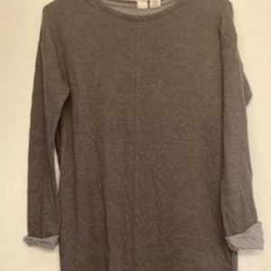 Subtle striped olive green sweatshirt dress